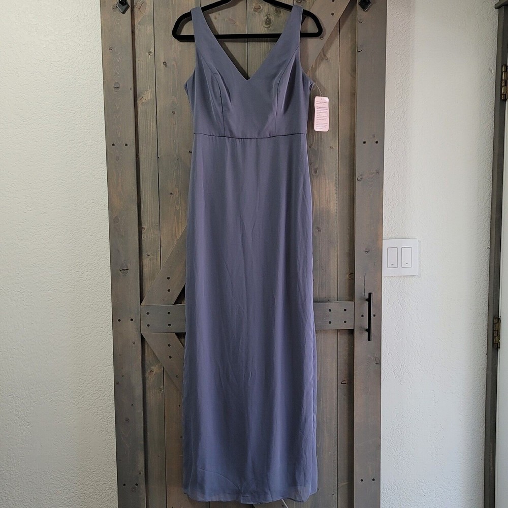 Social Bridesmaids Size 6 Dress Gray Chiffon Prom Formal Style 8194 MSRP $221
